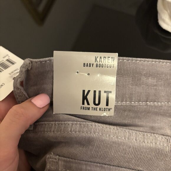 Kut From The Kloth Karen Baby Bootcut Jeans 16 Grey Corduroy NWT Boho Cowgirl - Picture 6 of 9